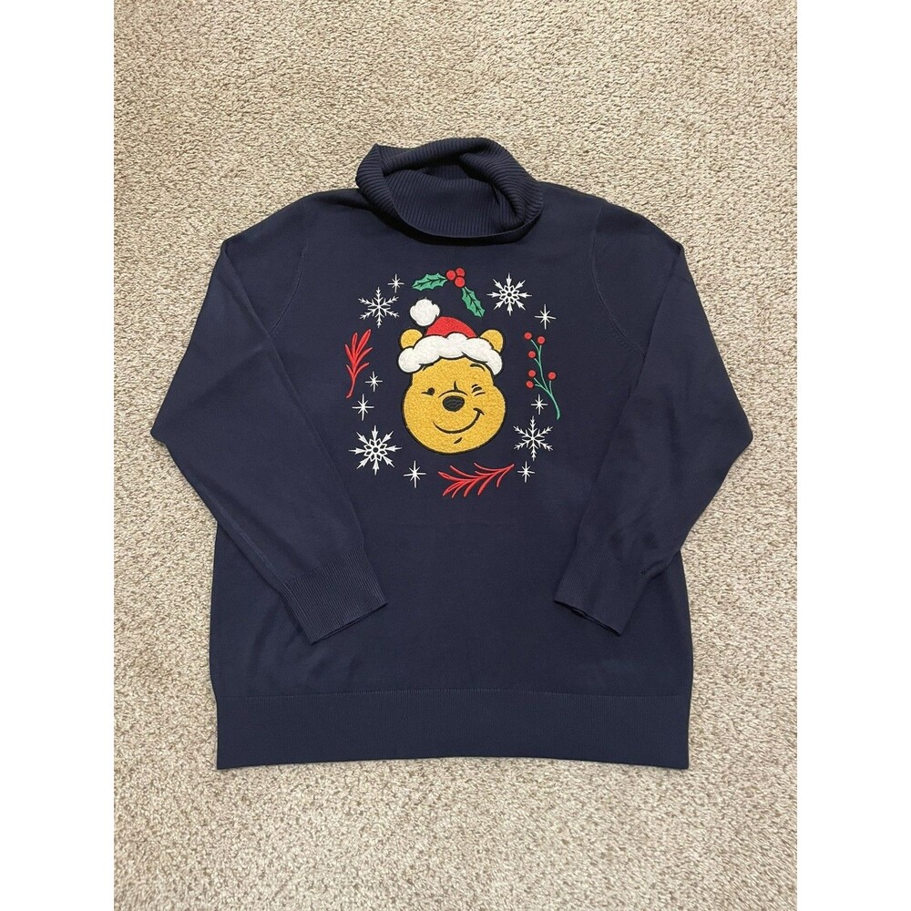 Womens Size XL Soft Disney Winnie the Pooh Holiday Turtleneck Sweater